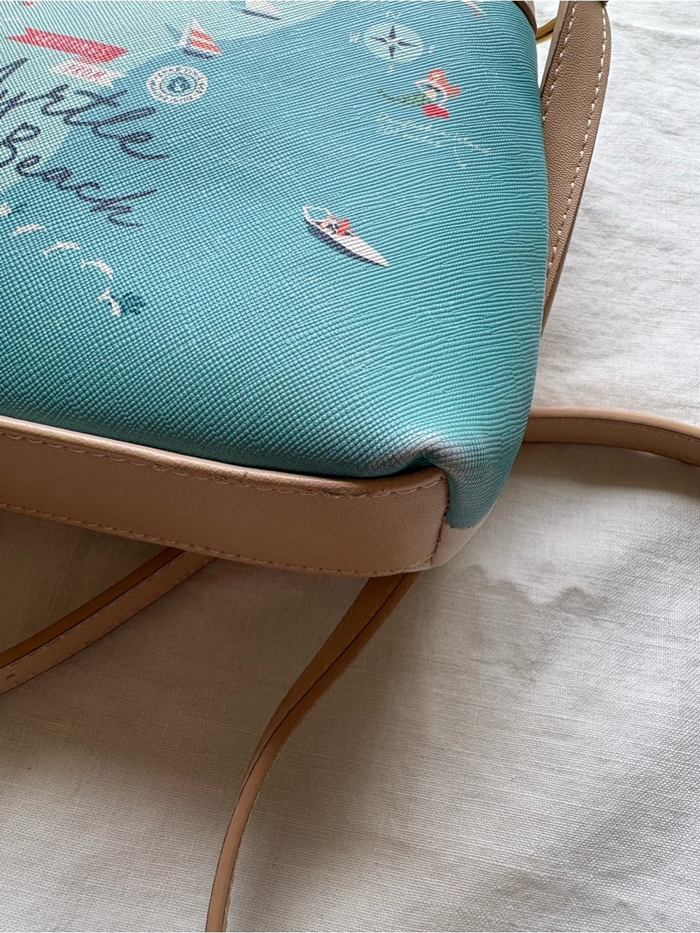 Spartina 449 Myrtle Beach Print Crossbody - Light Blue/Cream - Picture 7 of 14